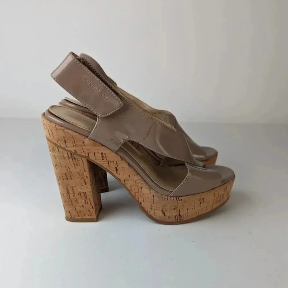 Calvin Klein Platform Cork Heels -7.5/8 - Picture 4 of 8